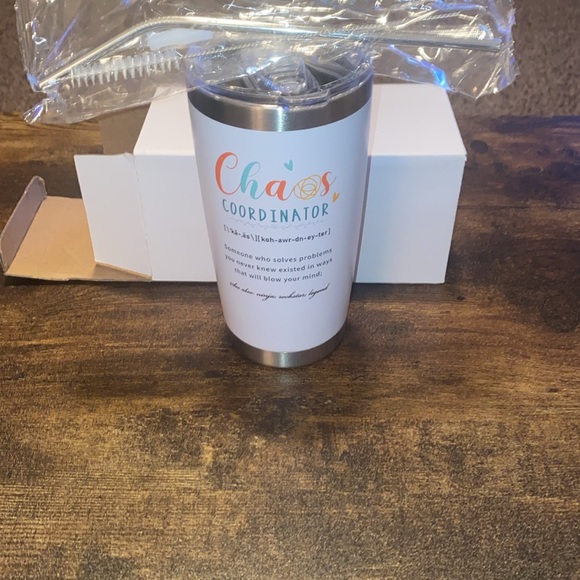 NWOT: CHAOS COORDINATOR! Tumbler and water glass, straw, and straw cleaner! - Picture 3 of 3